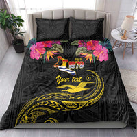 Kiribati Independence Day Personalised Bedding Set Gold Frigatebird with Polynesian Pattern