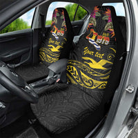 Kiribati Independence Day Personalised Car Seat Cover Gold Frigatebird with Polynesian Pattern
