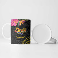 Kiribati Independence Day Personalised Ceramic Mug Gold Frigatebird with Polynesian Pattern - Polynesian Pride