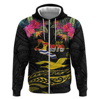 Kiribati Independence Day Personalised Hoodie Gold Frigatebird with Polynesian Pattern