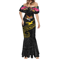 Kiribati Independence Day Personalised Mermaid Dress Gold Frigatebird with Polynesian Pattern