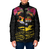 Kiribati Independence Day Personalised Padded Jacket Gold Frigatebird with Polynesian Pattern - Polynesian Pride