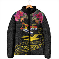 Kiribati Independence Day Personalised Padded Jacket Gold Frigatebird with Polynesian Pattern - Polynesian Pride