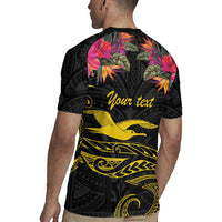 Kiribati Independence Day Personalised Rugby Jersey Gold Frigatebird with Polynesian Pattern
