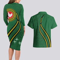 Manua Islands Polynesian Style Couples Matching Long Sleeve Bodycon Dress and Hawaiian Shirt LT9 - Polynesian Pride