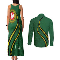 Manua Islands Polynesian Style Couples Matching Tank Maxi Dress and Long Sleeve Button Shirt LT9 - Polynesian Pride