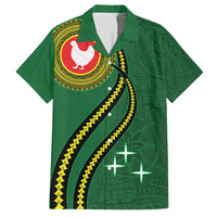 Manua Islands Polynesian Style Family Matching Summer Maxi Dress and Hawaiian Shirt LT9 Dad's Shirt - Short Sleeve Green - Polynesian Pride