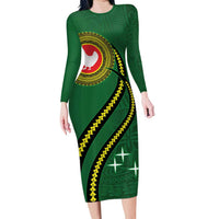Manua Islands Polynesian Style Long Sleeve Bodycon Dress LT9 Long Dress Green - Polynesian Pride