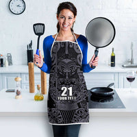 Custom New Zealand Taiaha Maori Apron Minimalist Silver Fern All Black LT9 - Polynesian Pride