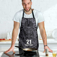 Custom New Zealand Taiaha Maori Apron Minimalist Silver Fern All Black LT9 - Polynesian Pride