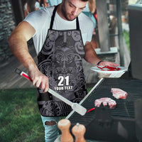 Custom New Zealand Taiaha Maori Apron Minimalist Silver Fern All Black LT9 - Polynesian Pride