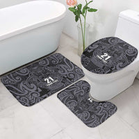 Custom New Zealand Taiaha Maori Bathroom Set Minimalist Silver Fern All Black - Polynesian Pride