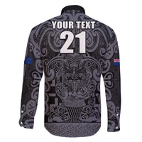 Custom New Zealand Taiaha Maori Family Matching Short Sleeve Bodycon Dress and Hawaiian Shirt Minimalist Silver Fern All Black - Polynesian Pride