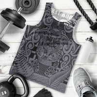 Custom New Zealand Taiaha Maori Men Tank Top Minimalist Silver Fern All Black - Polynesian Pride