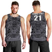 Custom New Zealand Taiaha Maori Men Tank Top Minimalist Silver Fern All Black - Polynesian Pride