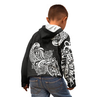 Polynesian Kid Hoodie Pacific Flower Mix Floral Tribal Tattoo Black Vibe LT9 - Polynesian Pride