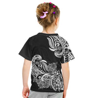 Polynesian Kid T Shirt Pacific Flower Mix Floral Tribal Tattoo Black Vibe LT9 - Polynesian Pride