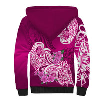 Polynesian Sherpa Hoodie Pacific Flower Mix Floral Tribal Tattoo Pink Vibe LT9 - Polynesian Pride