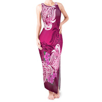 Polynesian Tank Maxi Dress Pacific Flower Mix Floral Tribal Tattoo Pink Vibe LT9 Women Pink - Polynesian Pride