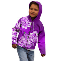 Polynesian Kid Hoodie Pacific Flower Mix Floral Tribal Tattoo Purple Vibe LT9 - Polynesian Pride