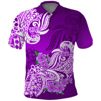 Polynesian Polo Shirt Pacific Flower Mix Floral Tribal Tattoo Purple Vibe LT9 Purple - Polynesian Pride
