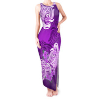 Polynesian Tank Maxi Dress Pacific Flower Mix Floral Tribal Tattoo Purple Vibe LT9 Women Purple - Polynesian Pride