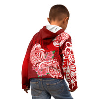 Polynesian Kid Hoodie Pacific Flower Mix Floral Tribal Tattoo Red Vibe LT9 - Polynesian Pride