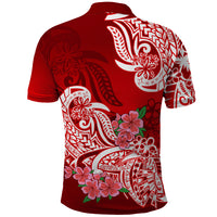 Polynesian Polo Shirt Pacific Flower Mix Floral Tribal Tattoo Red Vibe LT9 - Polynesian Pride