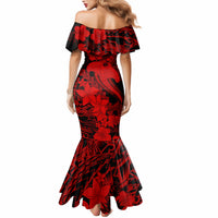 Aloha Hawaii Mermaid Dress Hammerhead Shark Tattoo Polynesian Summer - Red LT9 - Polynesian Pride