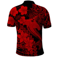 Aloha Hawaii Polo Shirt Hammerhead Shark Tattoo Polynesian Summer - Red LT9 - Polynesian Pride