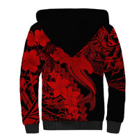 Aloha Hawaii Sherpa Hoodie Hammerhead Shark Tattoo Polynesian Summer - Red LT9 - Polynesian Pride