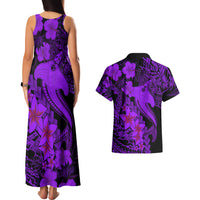 Aloha Hawaii Couples Matching Tank Maxi Dress And Hawaiian Shirt Hammerhead Shark Tattoo Polynesian Summer - Violet LT9 - Polynesian Pride