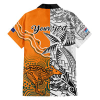 Personalised Fiji Australia Rugby Hawaiian Shirt World Cup 2023 Polynesia Tapa Mixed Indigenous Aboriginal LT9 - Polynesian Pride