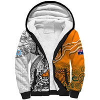 Personalised Fiji Australia Rugby Sherpa Hoodie World Cup 2023 Polynesia Tapa Mixed Indigenous Aboriginal LT9 Unisex Gold - Polynesian Pride