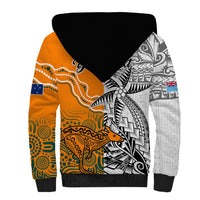 Personalised Fiji Australia Rugby Sherpa Hoodie World Cup 2023 Polynesia Tapa Mixed Indigenous Aboriginal LT9 - Polynesian Pride