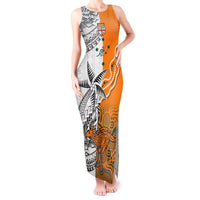 Personalised Fiji Australia Rugby Tank Maxi Dress World Cup 2023 Polynesia Tapa Mixed Indigenous Aboriginal LT9 Women Gold - Polynesian Pride