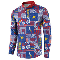 Filipino Maligayang Pasko Button Sweatshirt Pacific Patchwork Xmas Vibes LT9 - Polynesian Pride