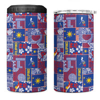 Filipino Maligayang Pasko 4 in 1 Can Cooler Tumbler Pacific Patchwork Xmas Vibes LT9 One Size: 16 oz Blue - Polynesian Pride