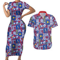 Filipino Maligayang Pasko Couples Matching Short Sleeve Bodycon Dress and Hawaiian Shirt Pacific Patchwork Xmas Vibes - Polynesian Pride