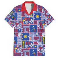 Filipino Maligayang Pasko Family Matching Off Shoulder Short Dress and Hawaiian Shirt Pacific Patchwork Xmas Vibes - Polynesian Pride