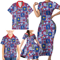 Filipino Maligayang Pasko Family Matching Short Sleeve Bodycon Dress and Hawaiian Shirt Pacific Patchwork Xmas Vibes - Polynesian Pride