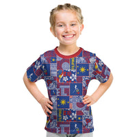 Filipino Maligayang Pasko Kid T Shirt Pacific Patchwork Xmas Vibes LT9 Blue - Polynesian Pride