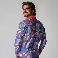 Filipino Maligayang Pasko Long Sleeve Polo Shirt Pacific Patchwork Xmas Vibes LT9 - Polynesian Pride