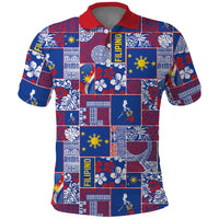 Filipino Maligayang Pasko Polo Shirt Pacific Patchwork Xmas Vibes LT9 Blue - Polynesian Pride