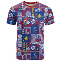 Filipino Maligayang Pasko T Shirt Pacific Patchwork Xmas Vibes LT9 Blue - Polynesian Pride