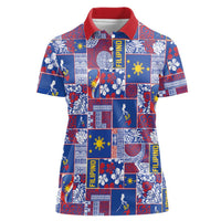 Filipino Maligayang Pasko Women Polo Shirt Pacific Patchwork Xmas Vibes LT9 Female Blue - Polynesian Pride