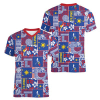 Filipino Maligayang Pasko Women V-Neck T-Shirt Pacific Patchwork Xmas Vibes LT9 - Polynesian Pride
