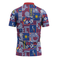 Filipino Maligayang Pasko Zipper Polo Shirt Pacific Patchwork Xmas Vibes LT9 - Polynesian Pride