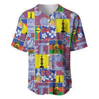 New Caledonia Joyeux Noel Baseball Jersey Pacific Patchwork Xmas Vibes LT9 Blue - Polynesian Pride