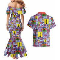 New Caledonia Joyeux Noel Couples Matching Mermaid Dress and Hawaiian Shirt Pacific Patchwork Xmas Vibes LT9 - Polynesian Pride